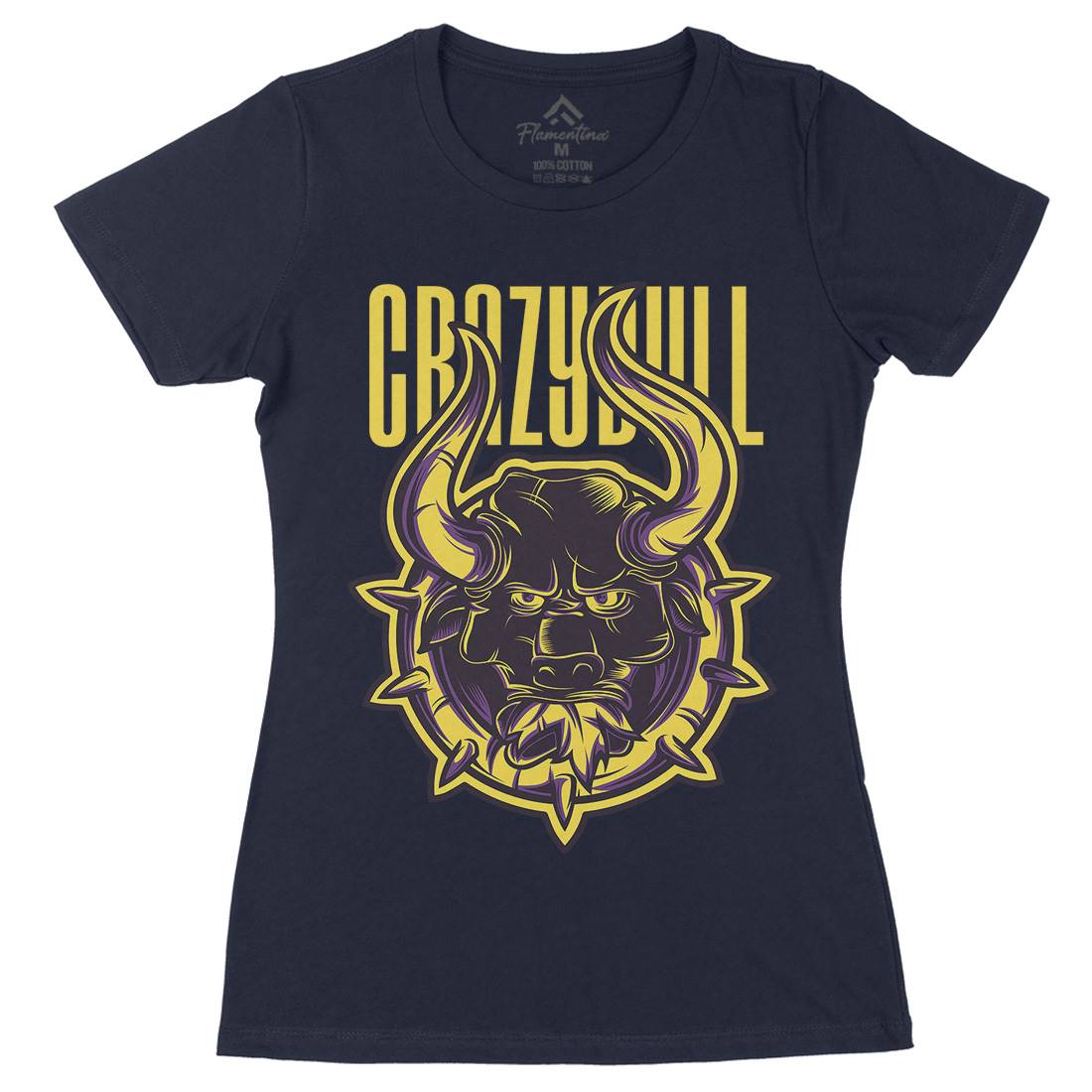 Crazy Bull Womens Organic Crew Neck T-Shirt Animals D736