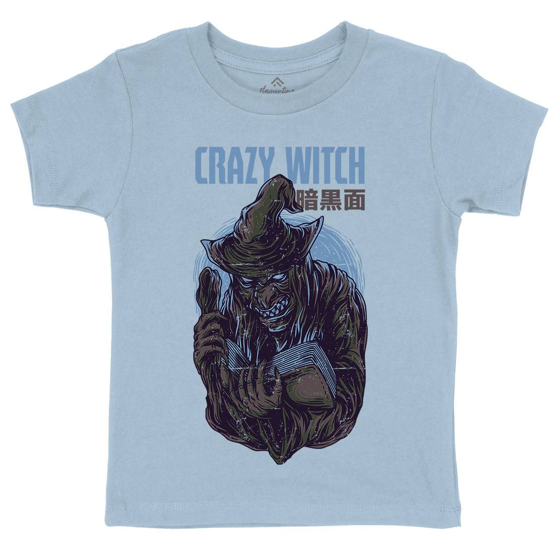 Crazy Witch Kids Crew Neck T-Shirt Horror D737