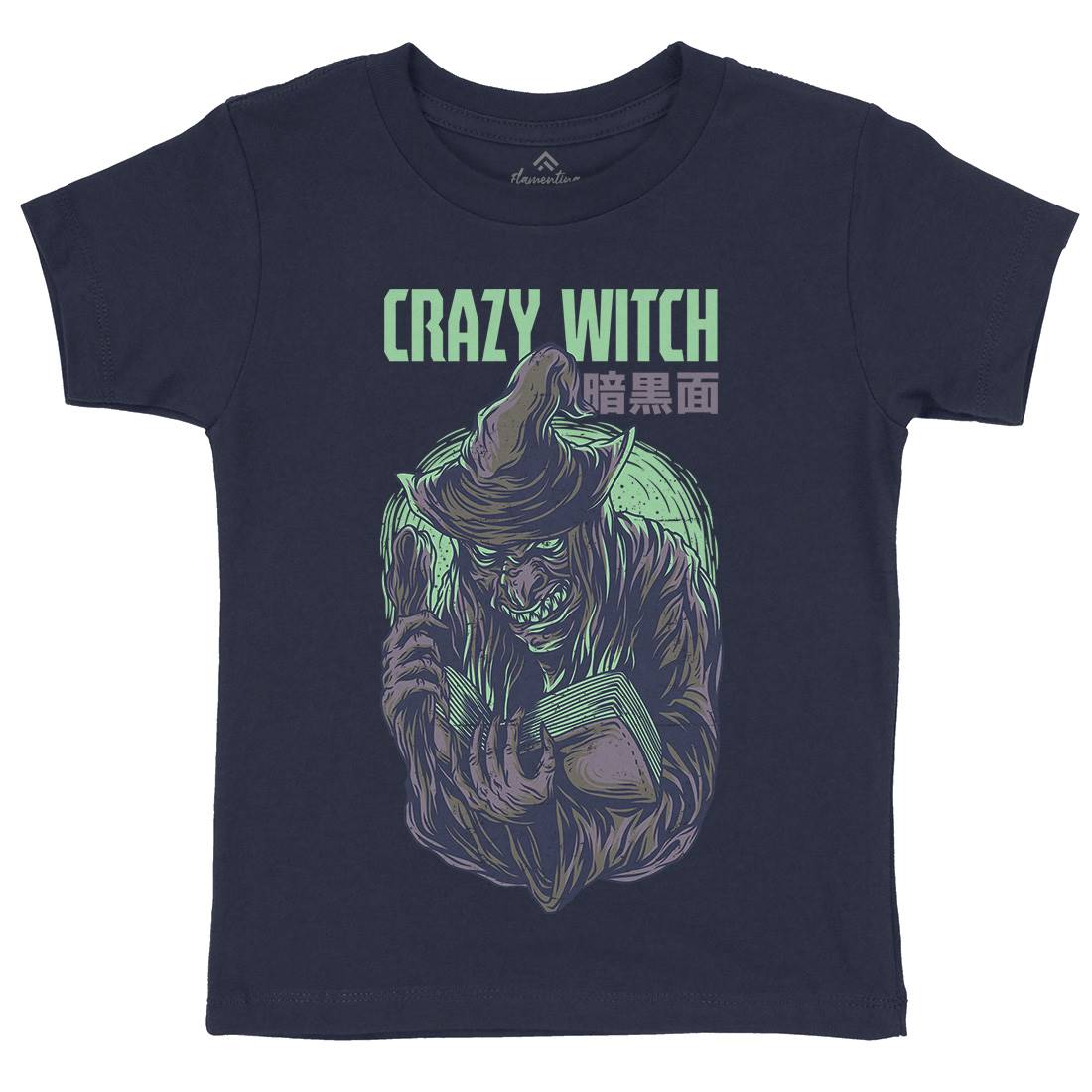 Crazy Witch Kids Crew Neck T-Shirt Horror D737