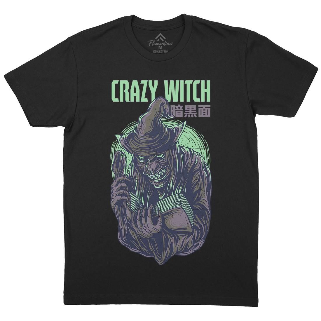 Crazy Witch Mens Crew Neck T-Shirt Horror D737