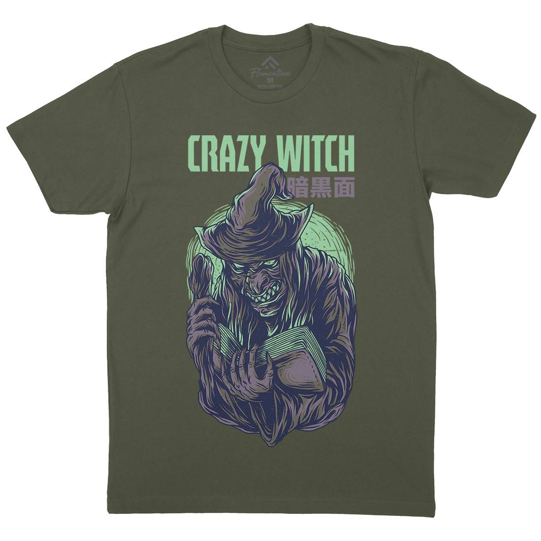 Crazy Witch Mens Organic Crew Neck T-Shirt Horror D737