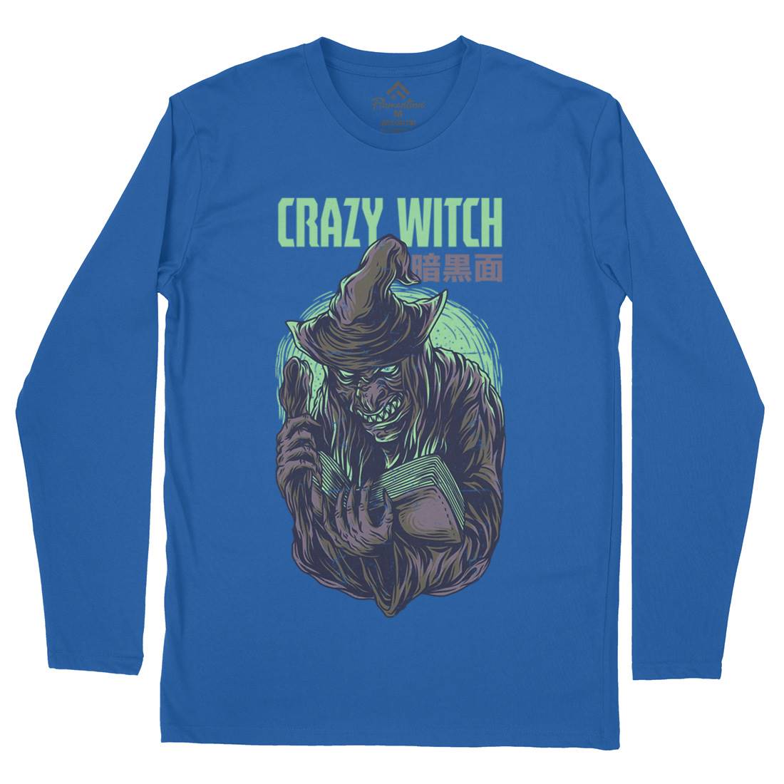 Crazy Witch Mens Long Sleeve T-Shirt Horror D737