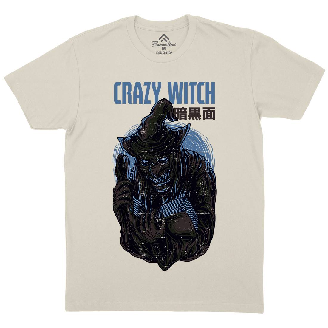 Crazy Witch Mens Organic Crew Neck T-Shirt Horror D737