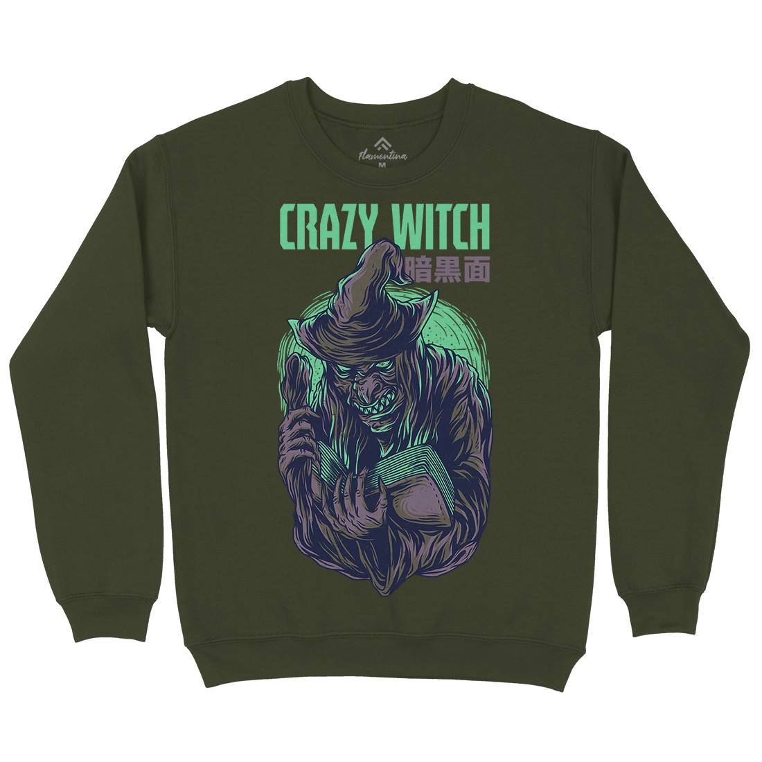 Crazy Witch Mens Crew Neck Sweatshirt Horror D737