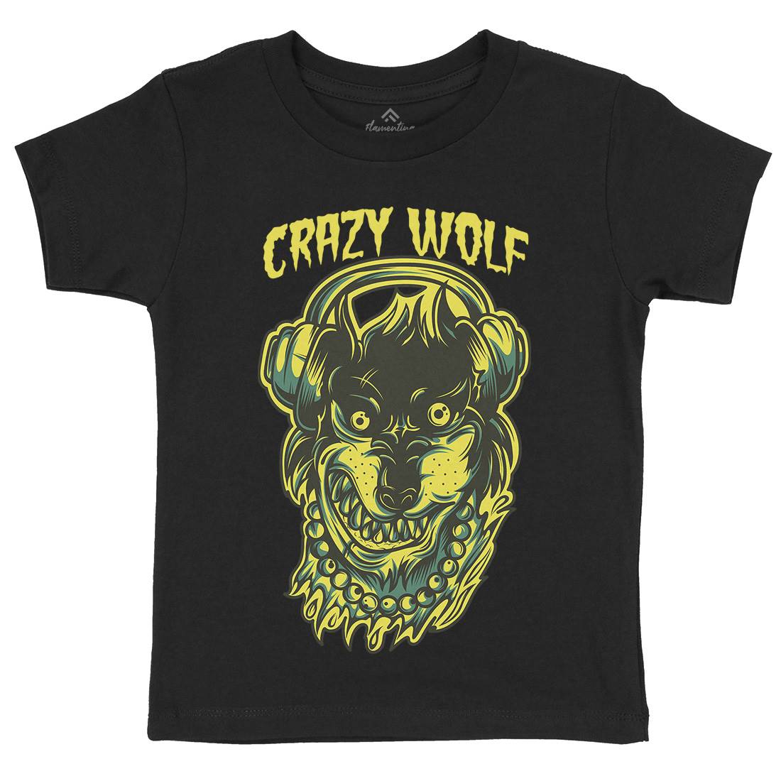 Crazy Wolf Kids Crew Neck T-Shirt Animals D738