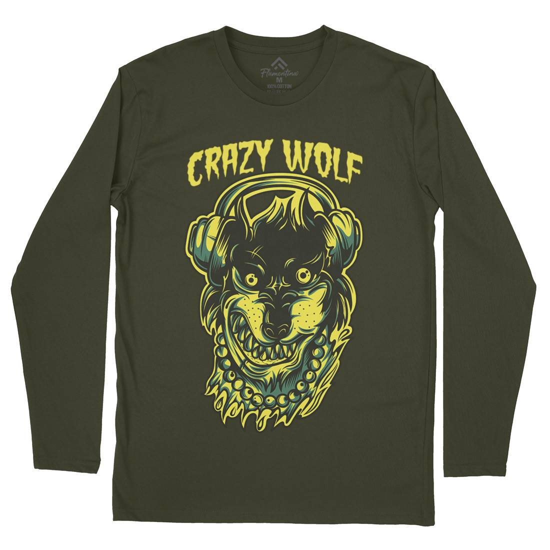 Crazy Wolf Mens Long Sleeve T-Shirt Animals D738
