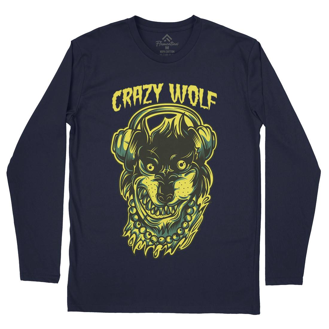 Crazy Wolf Mens Long Sleeve T-Shirt Animals D738