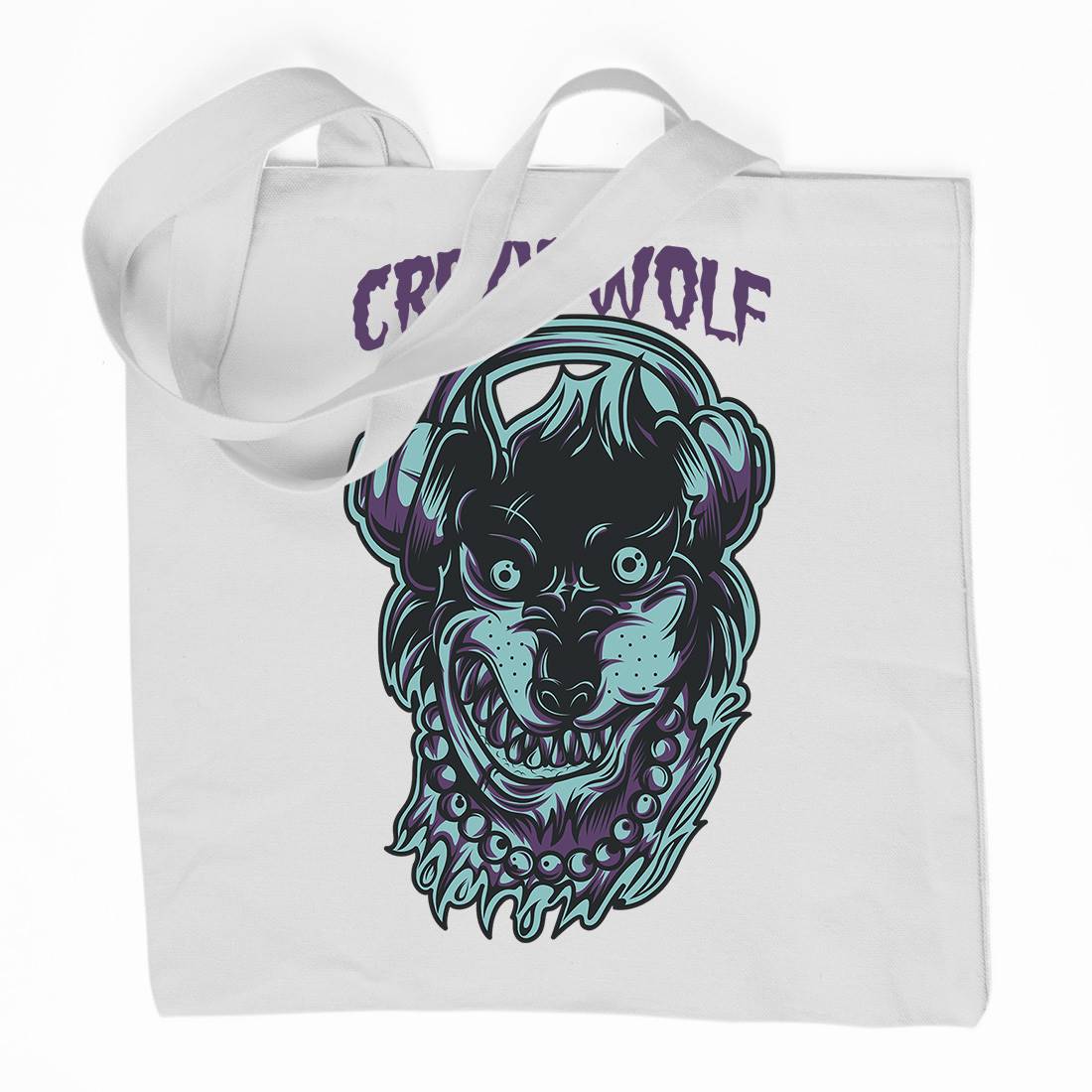 Crazy Wolf Organic Premium Cotton Tote Bag Animals D738