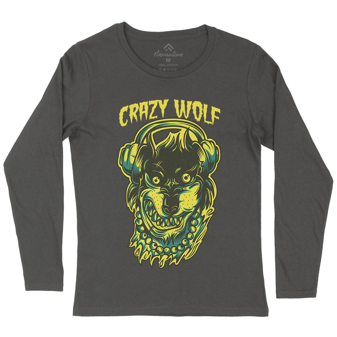 Crazy Wolf Womens Long Sleeve T-Shirt Animals D738