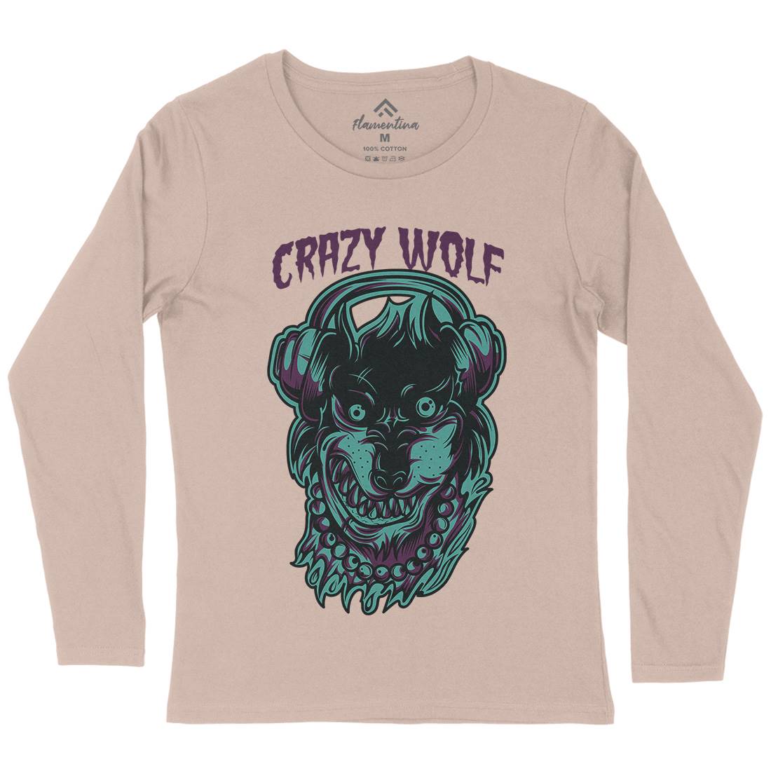 Crazy Wolf Womens Long Sleeve T-Shirt Animals D738