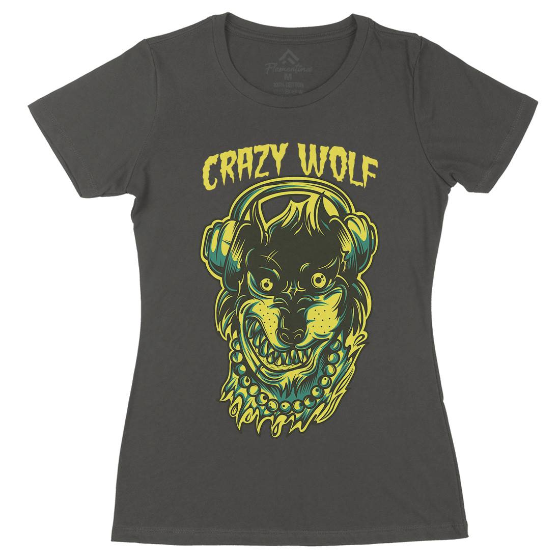 Crazy Wolf Womens Organic Crew Neck T-Shirt Animals D738