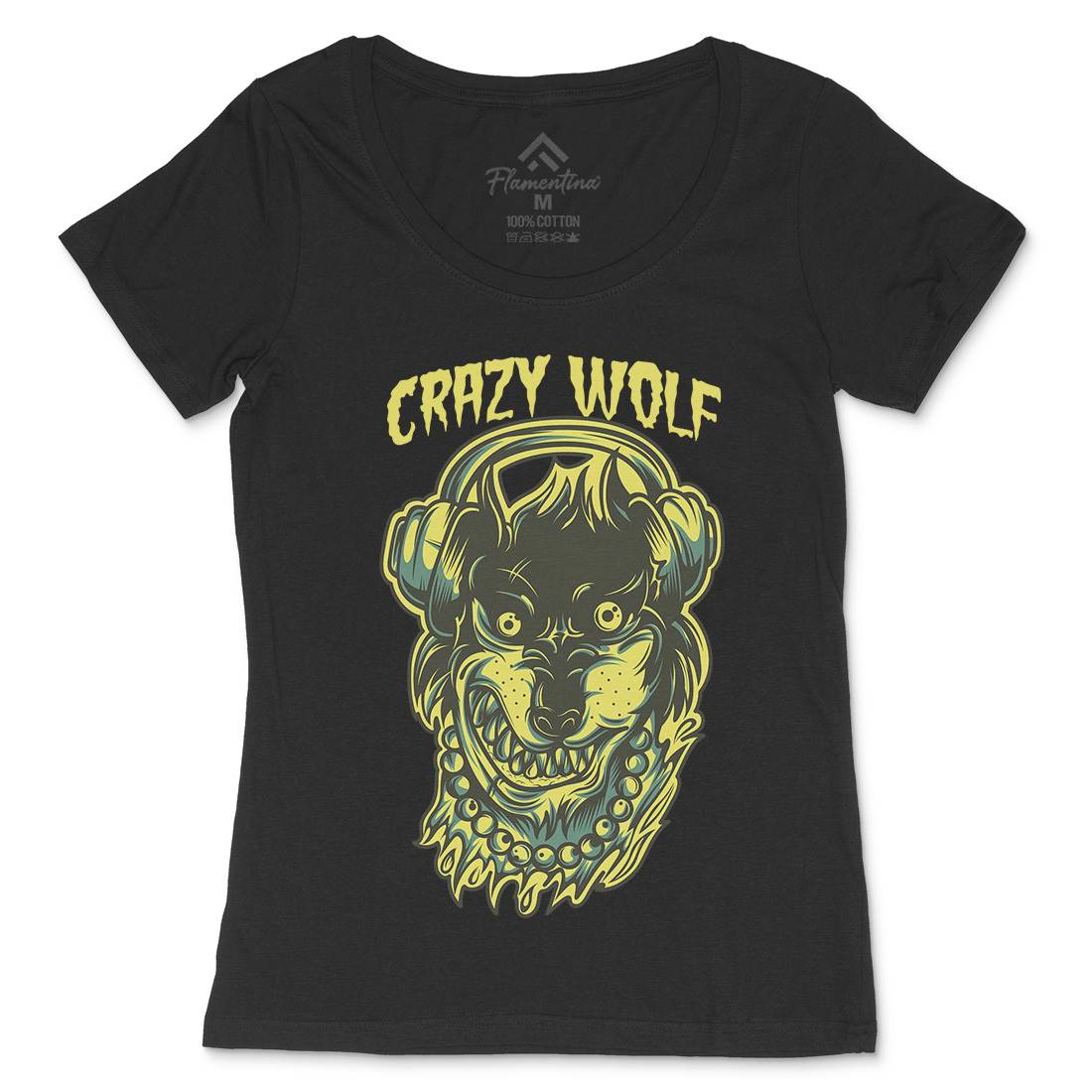 Crazy Wolf Womens Scoop Neck T-Shirt Animals D738