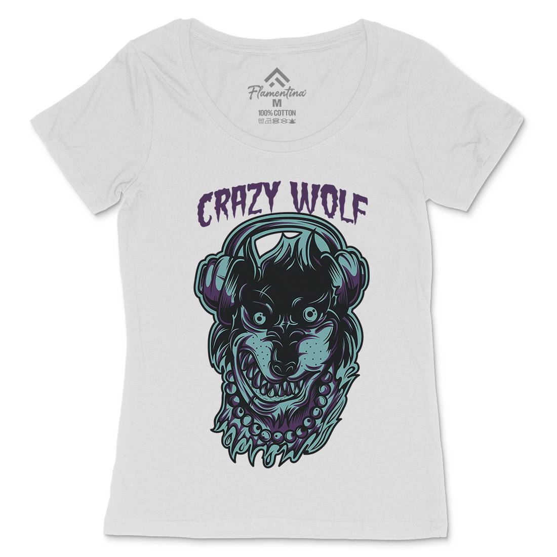 Crazy Wolf Womens Scoop Neck T-Shirt Animals D738