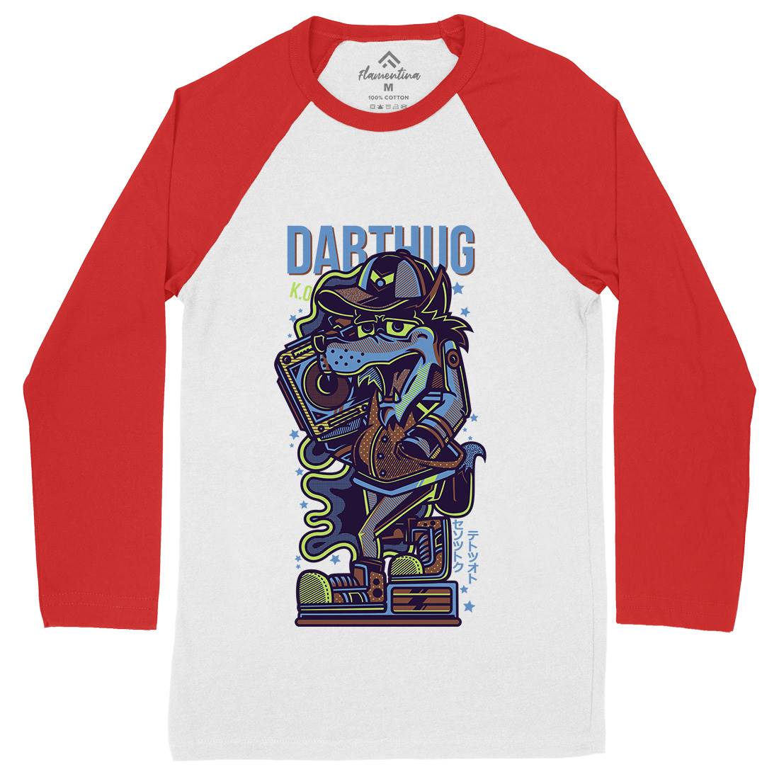 Dab Thug Wolf Mens Long Sleeve Baseball T-Shirt Animals D741