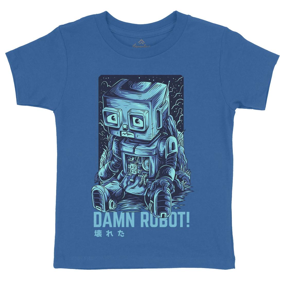 Damn Robot Kids Organic Crew Neck T-Shirt Space D742