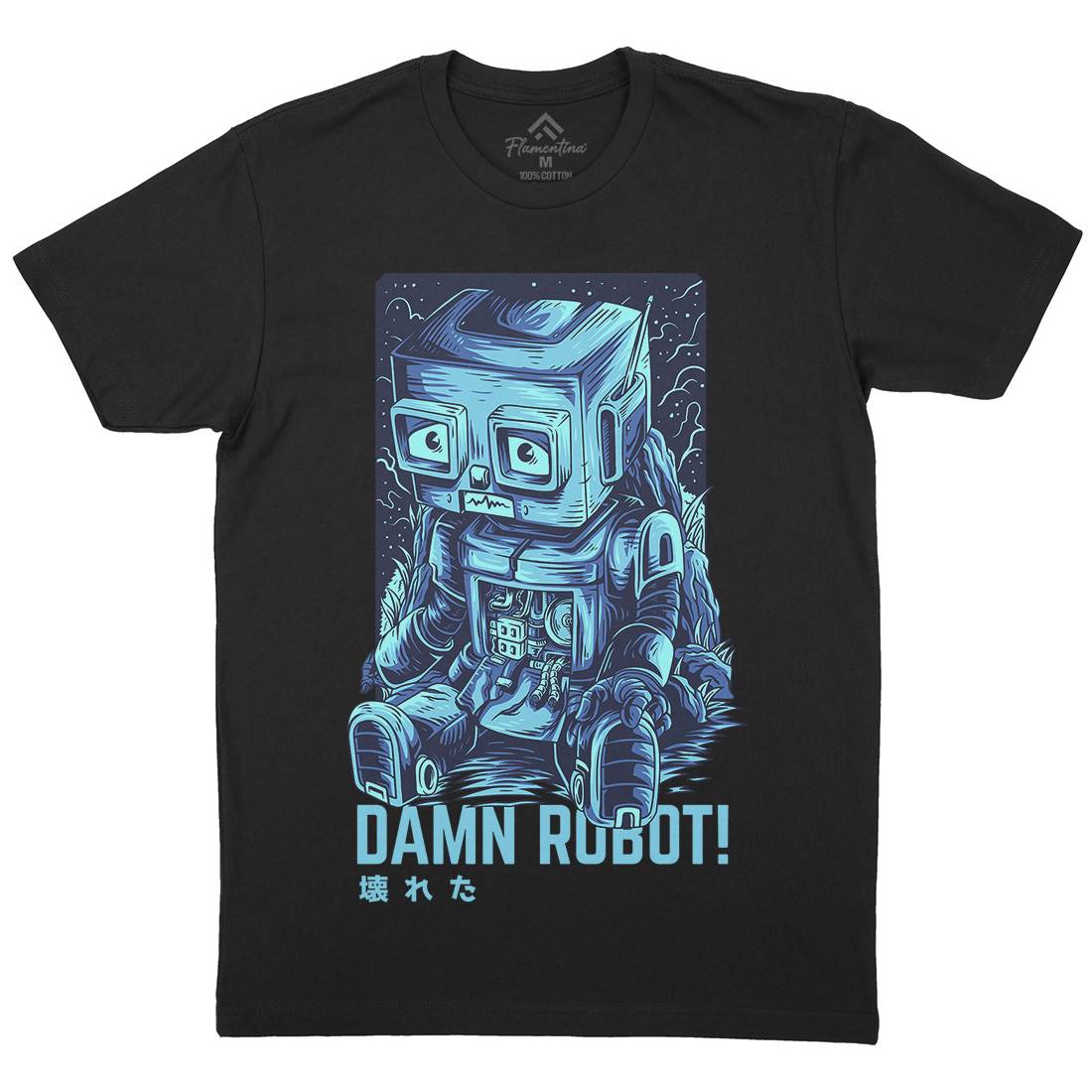 Damn Robot Mens Crew Neck T-Shirt Space D742