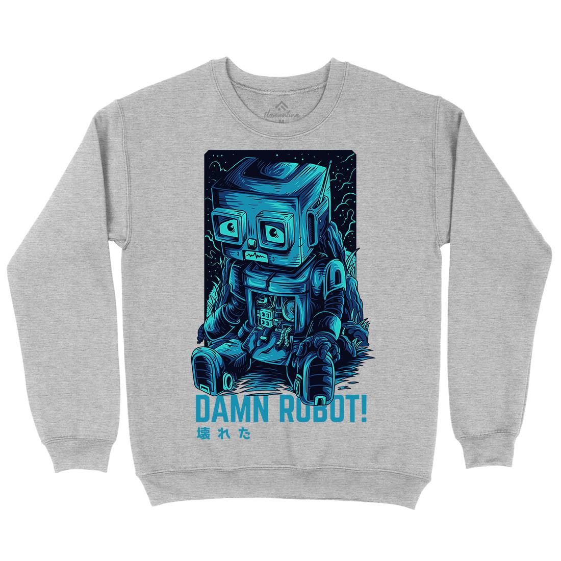 Damn Robot Mens Crew Neck Sweatshirt Space D742