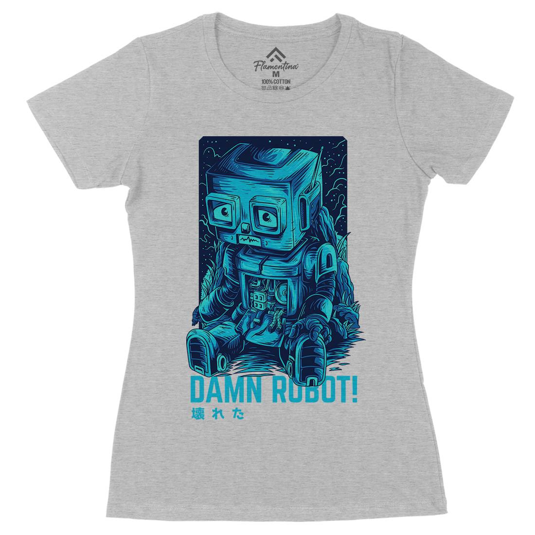 Damn Robot Womens Organic Crew Neck T-Shirt Space D742