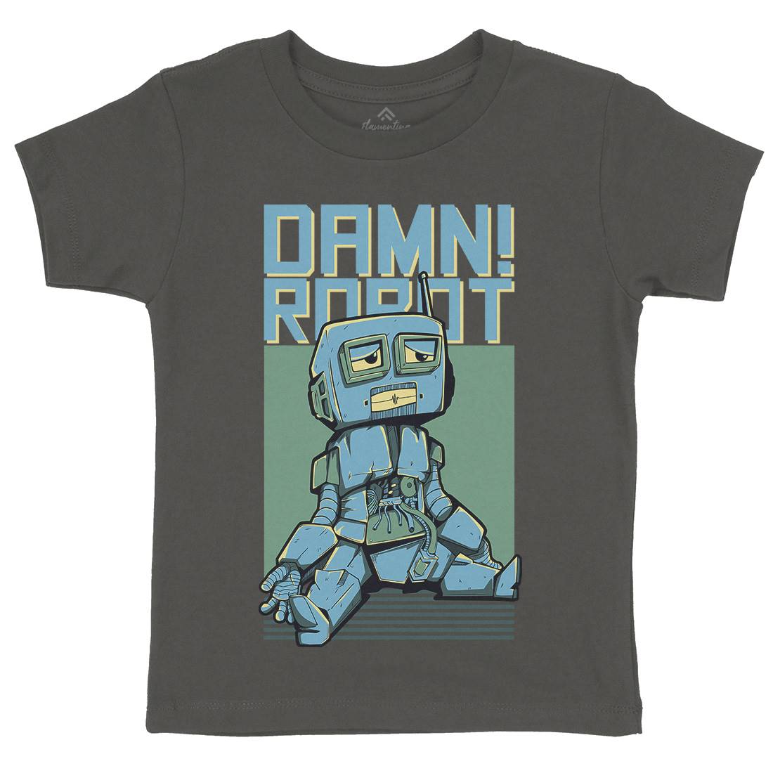 Damn Robot Kids Crew Neck T-Shirt Space D743