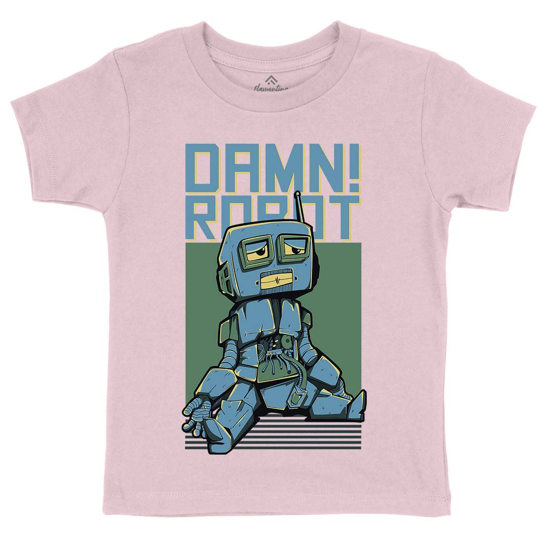 Damn Robot Kids Organic Crew Neck T-Shirt Space D743