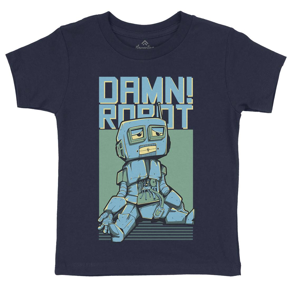 Damn Robot Kids Crew Neck T-Shirt Space D743