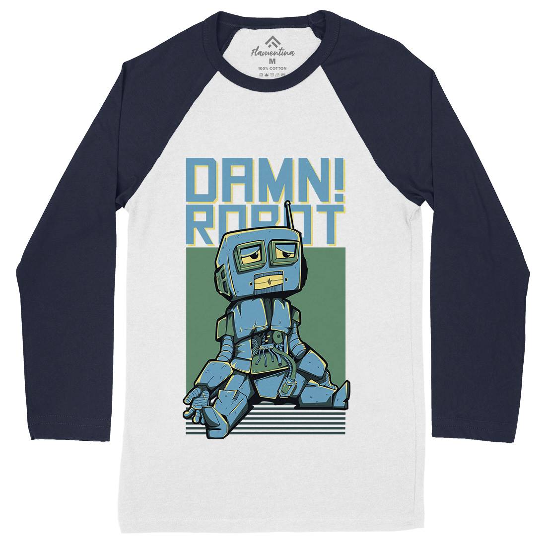 Damn Robot Mens Long Sleeve Baseball T-Shirt Space D743