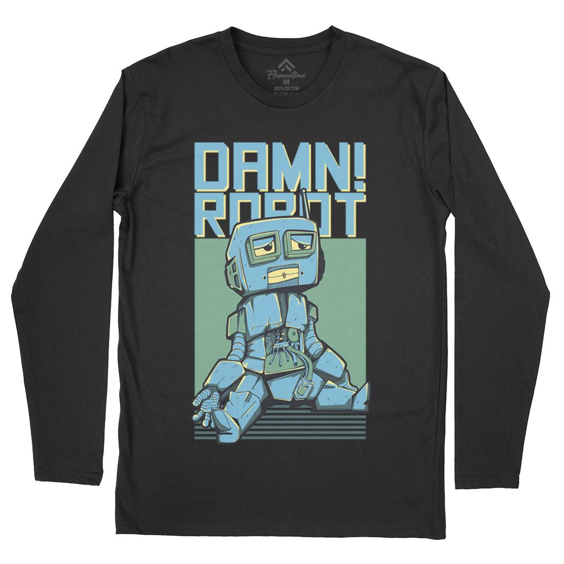 Damn Robot Mens Long Sleeve T-Shirt Space D743