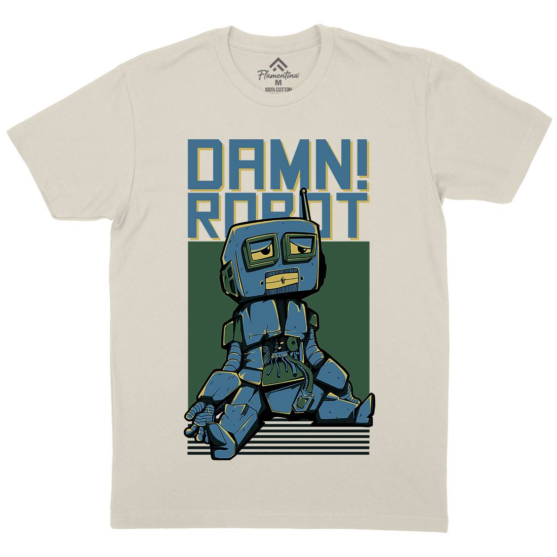 Damn Robot Mens Organic Crew Neck T-Shirt Space D743