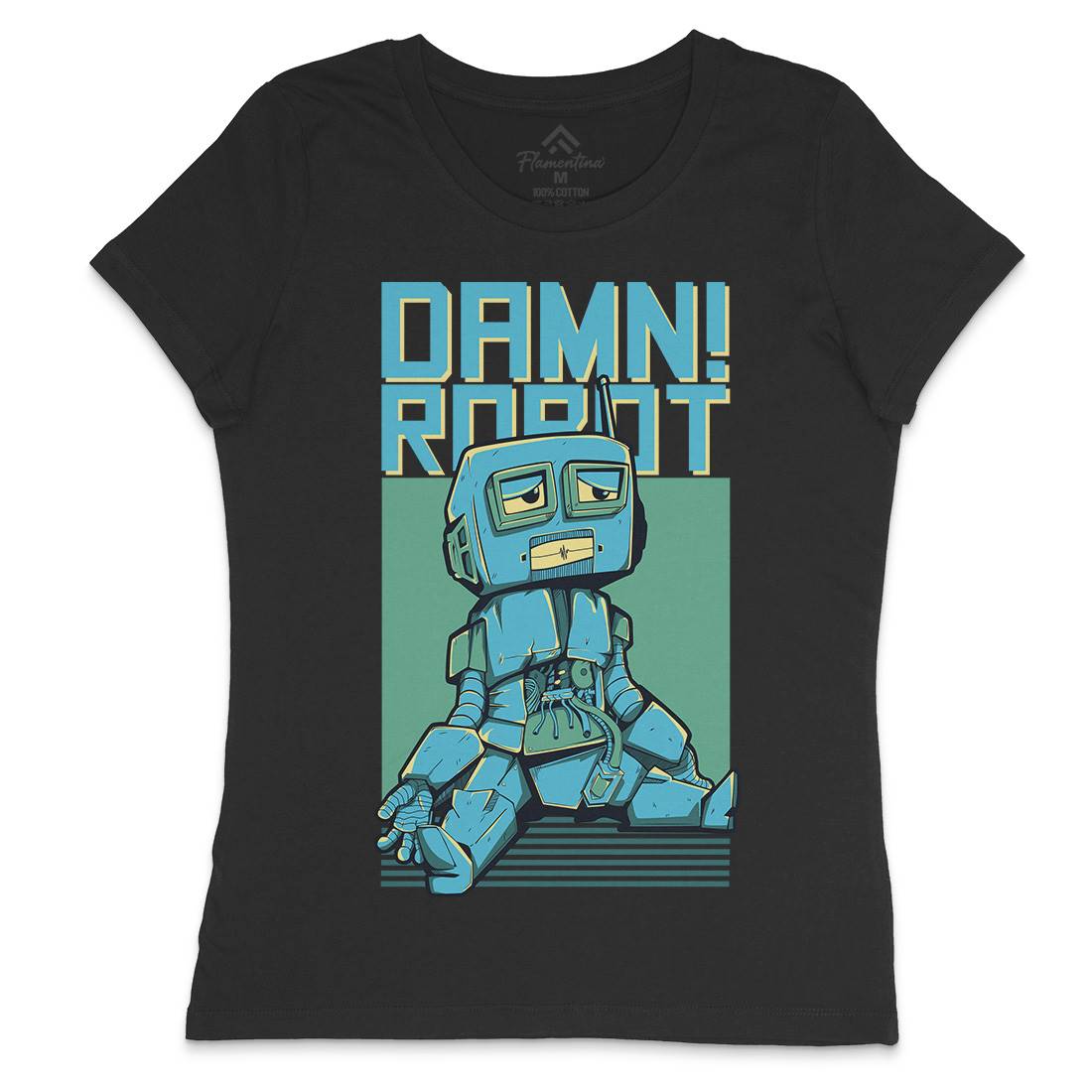Damn Robot Womens Crew Neck T-Shirt Space D743