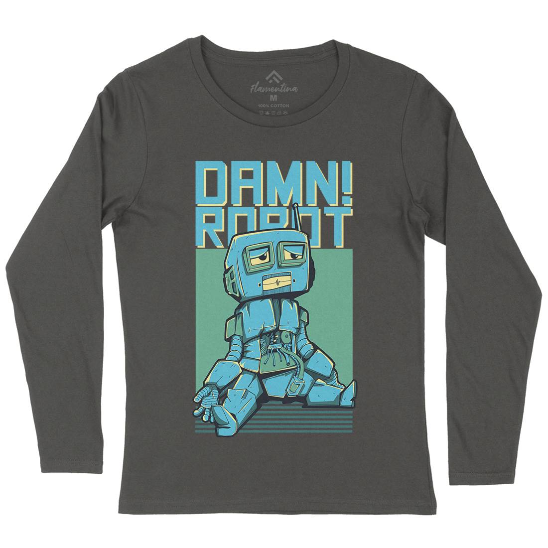 Damn Robot Womens Long Sleeve T-Shirt Space D743