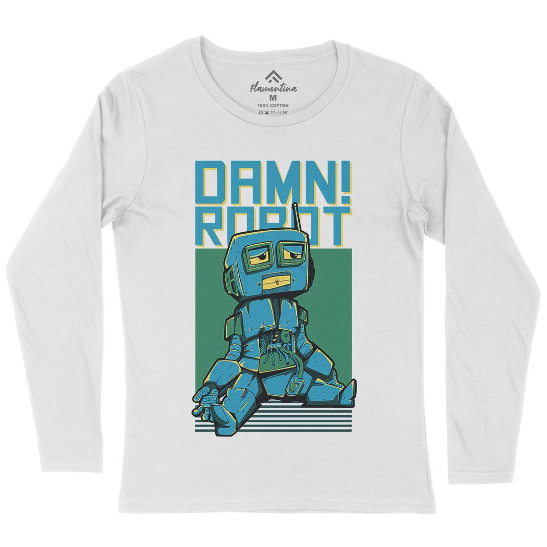 Damn Robot Womens Long Sleeve T-Shirt Space D743