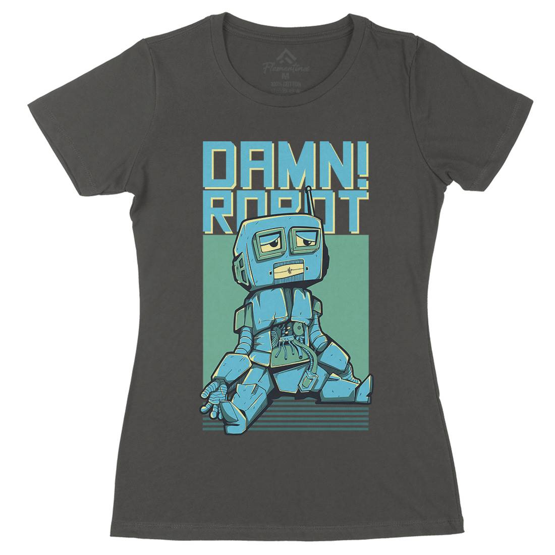 Damn Robot Womens Organic Crew Neck T-Shirt Space D743