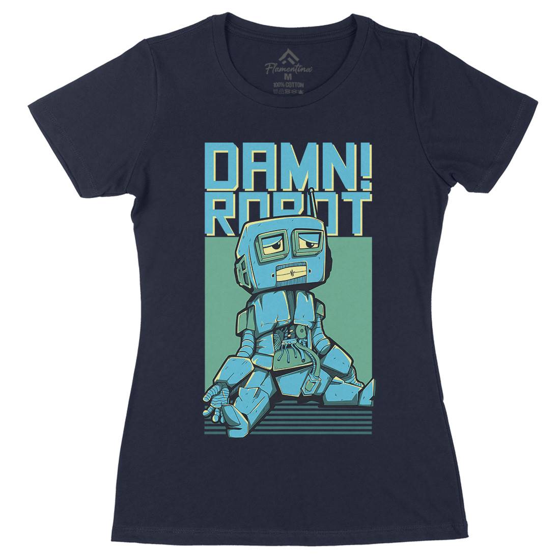 Damn Robot Womens Organic Crew Neck T-Shirt Space D743