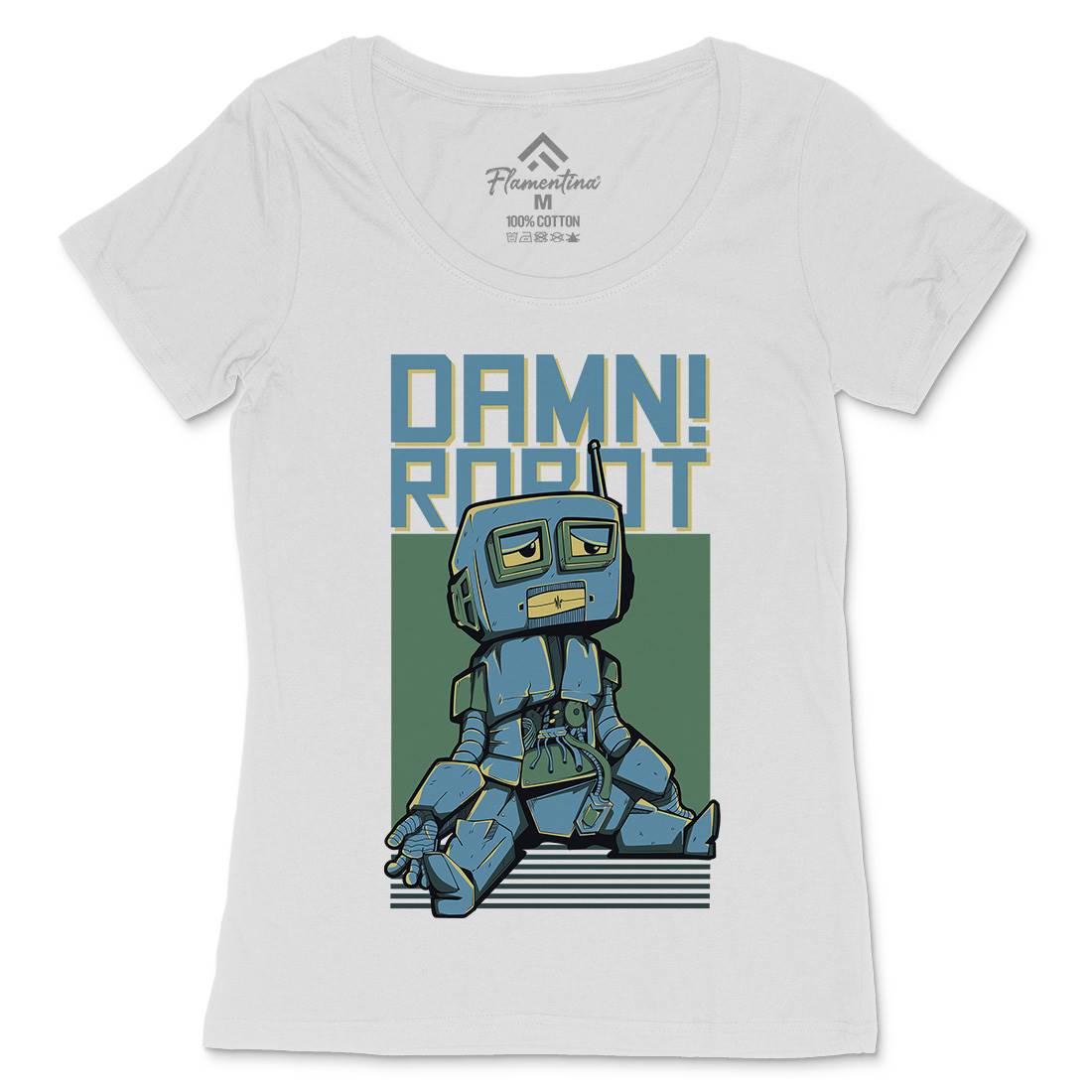 Damn Robot Womens Scoop Neck T-Shirt Space D743