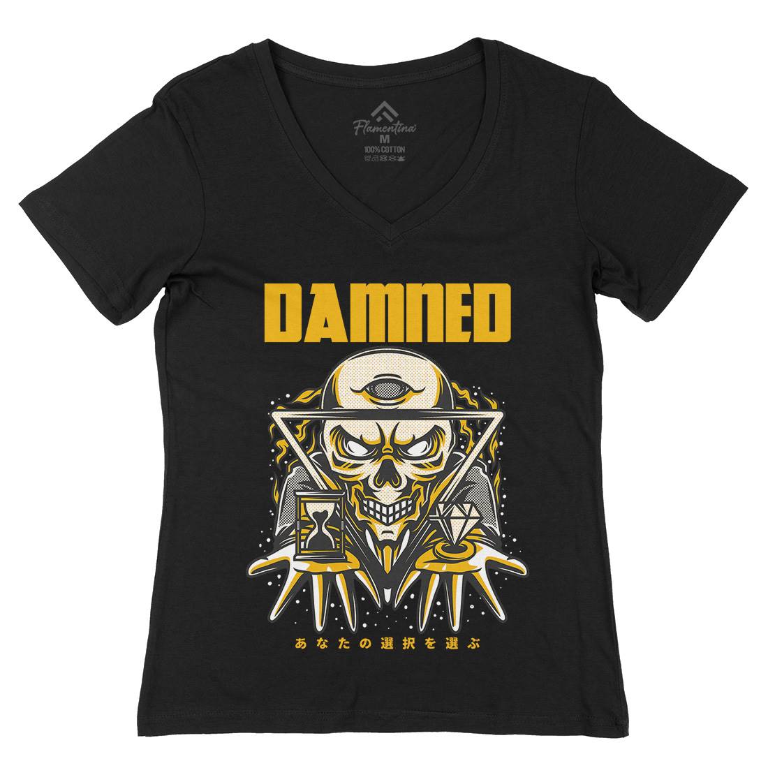 Damned Womens Organic V-Neck T-Shirt Horror D744