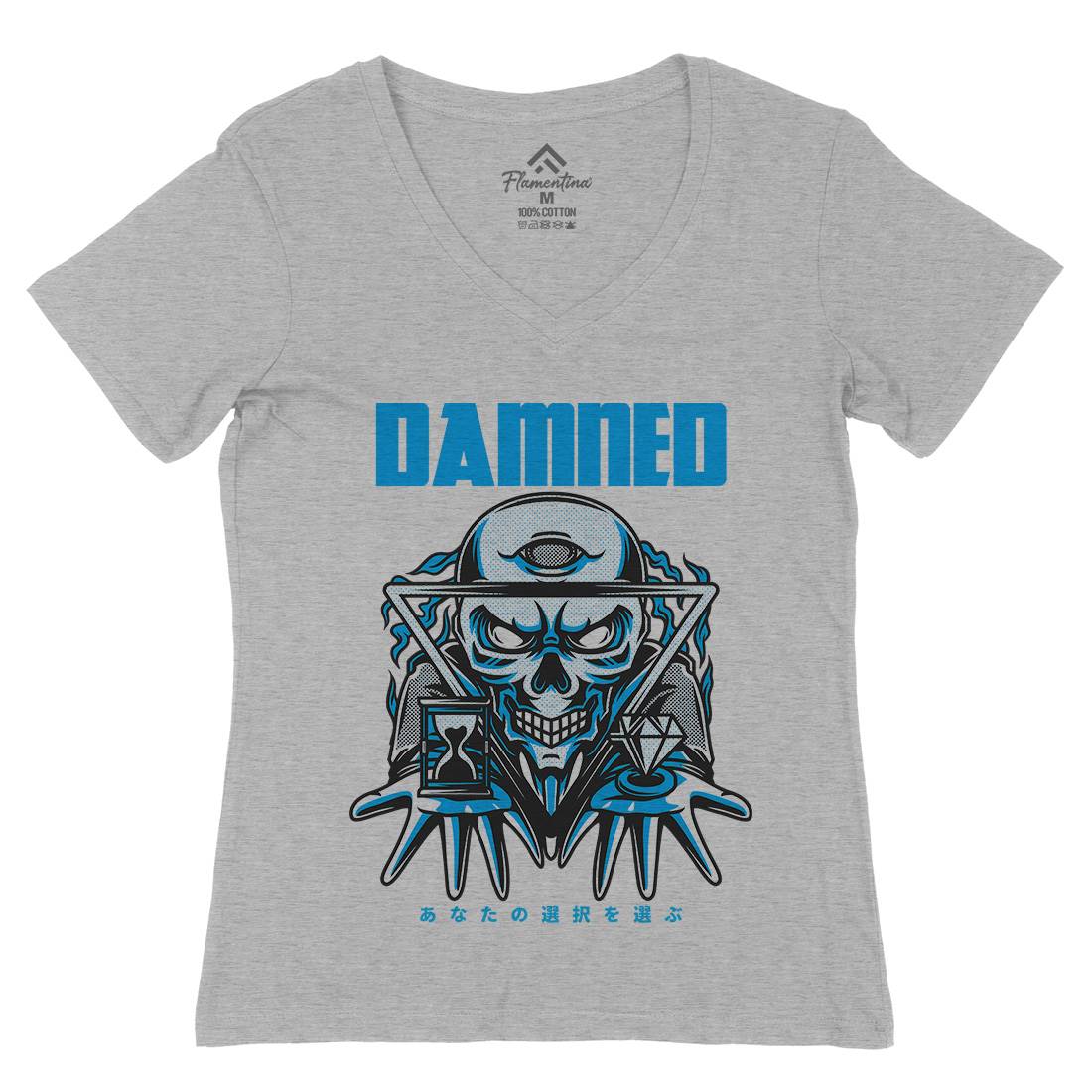 Damned Womens Organic V-Neck T-Shirt Horror D744