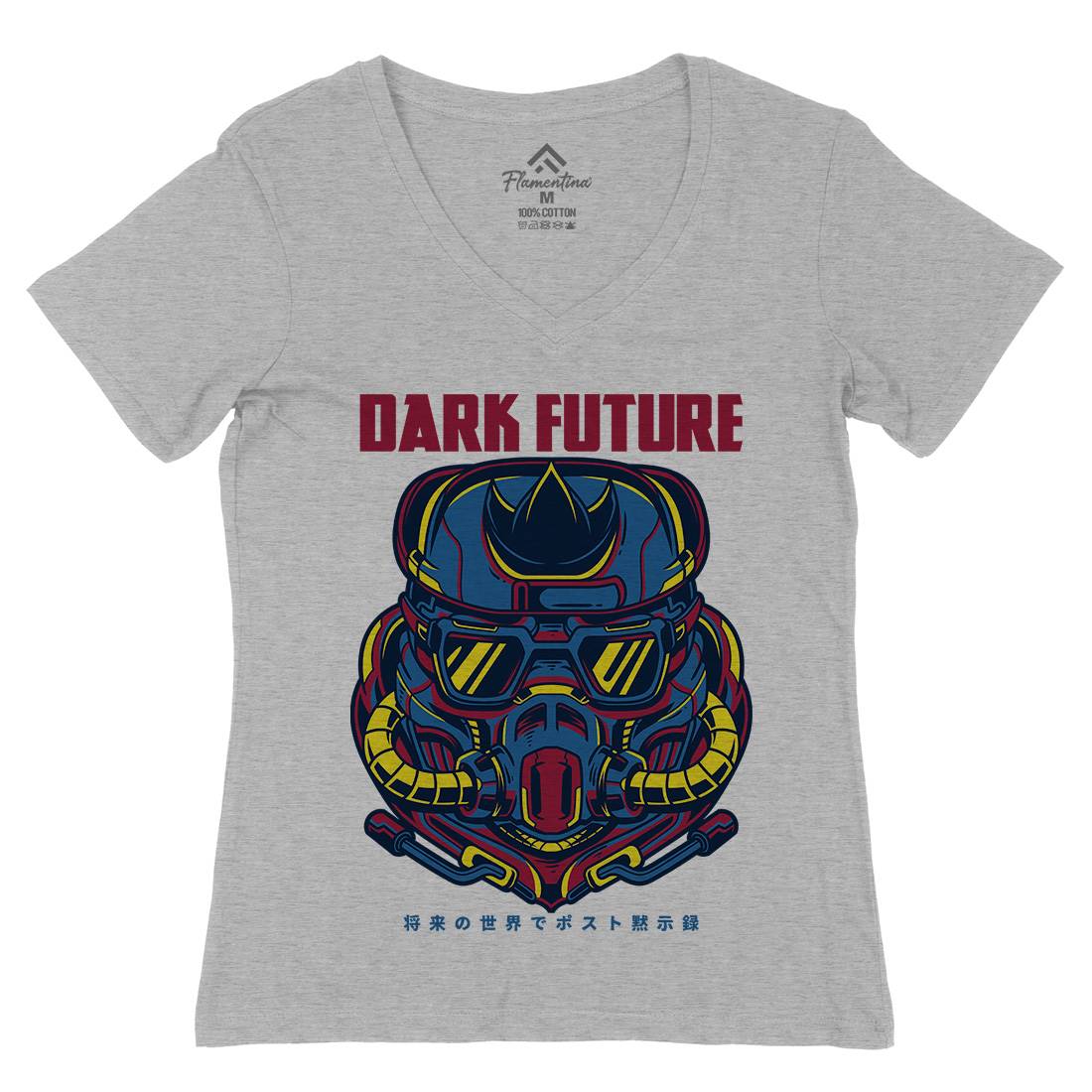 Dark Future Womens Organic V-Neck T-Shirt Space D745