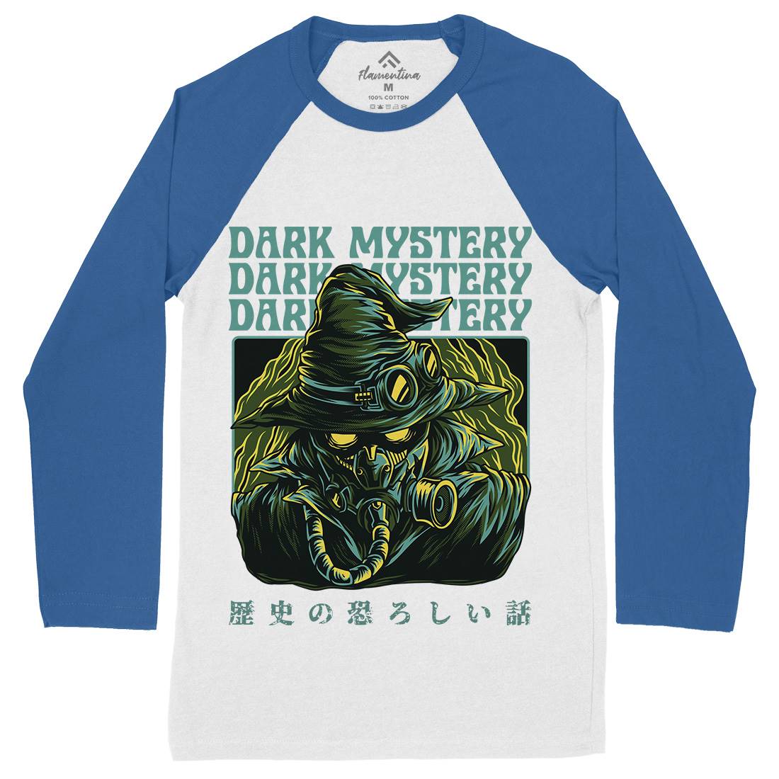 Dark Mystery Mens Long Sleeve Baseball T-Shirt Horror D746