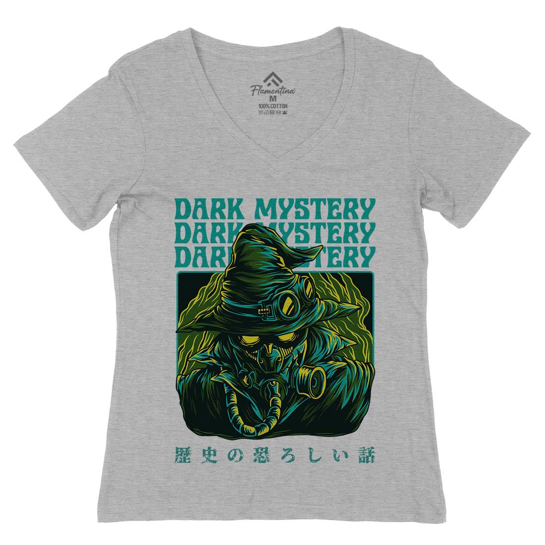 Dark Mystery Womens Organic V-Neck T-Shirt Horror D746