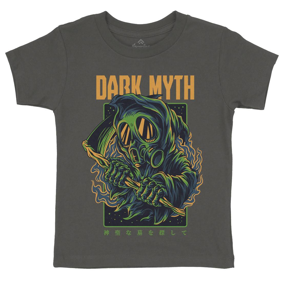 Dark Myth Kids Organic Crew Neck T-Shirt Horror D747