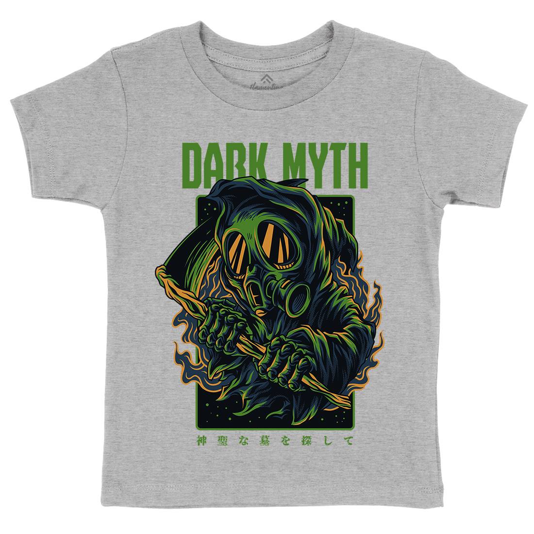 Dark Myth Kids Organic Crew Neck T-Shirt Horror D747