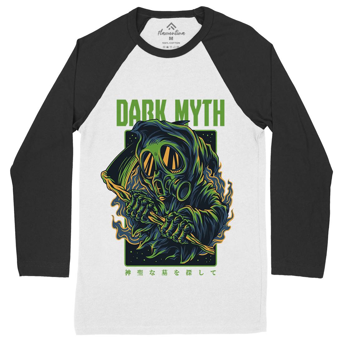 Dark Myth Mens Long Sleeve Baseball T-Shirt Horror D747