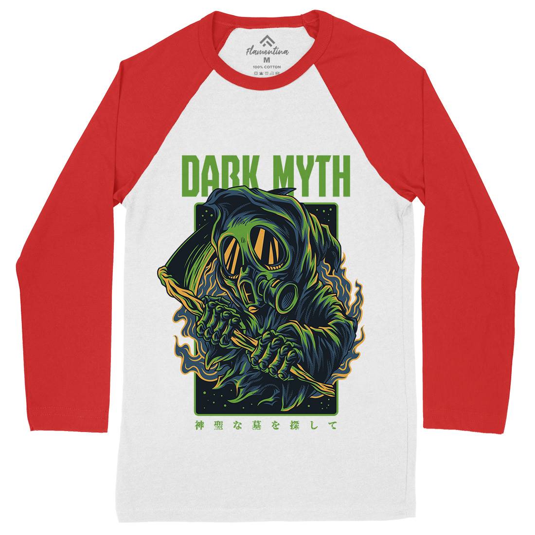 Dark Myth Mens Long Sleeve Baseball T-Shirt Horror D747