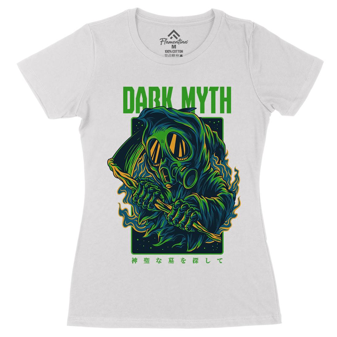 Dark Myth Womens Organic Crew Neck T-Shirt Horror D747
