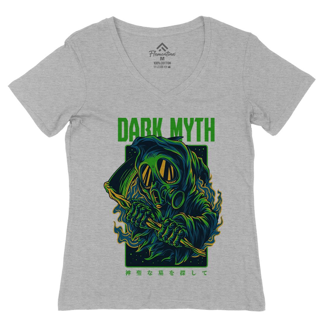 Dark Myth Womens Organic V-Neck T-Shirt Horror D747