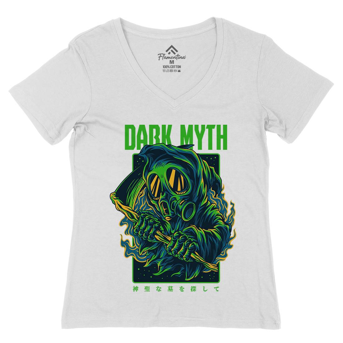 Dark Myth Womens Organic V-Neck T-Shirt Horror D747