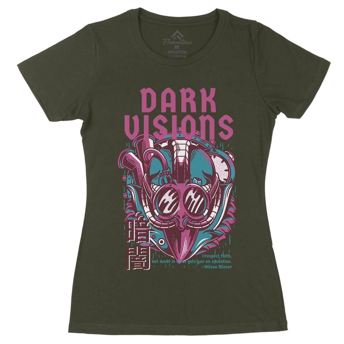 Dark Visions Womens Organic Crew Neck T-Shirt Steampunk D748