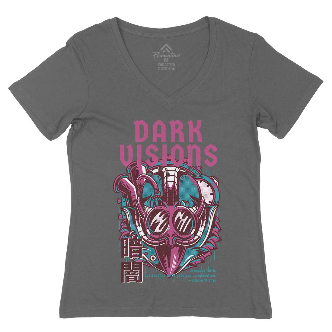Dark Visions Womens Organic V-Neck T-Shirt Steampunk D748