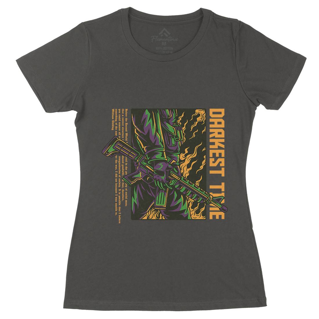 Darkest Time Womens Organic Crew Neck T-Shirt Army D749