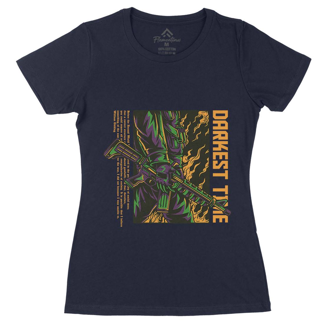 Darkest Time Womens Organic Crew Neck T-Shirt Army D749